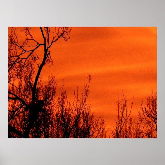 Orange Red Early Sunrise in Kansas Poster (Vorne)