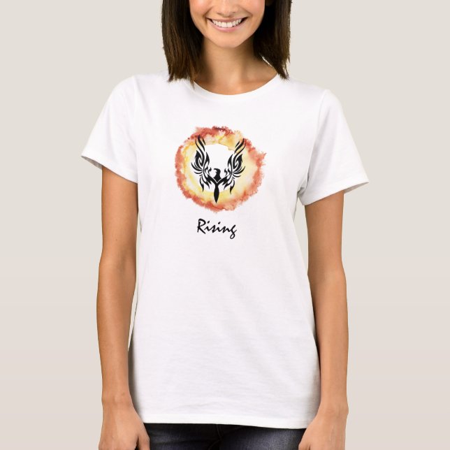 *~* Orange Red Flame Black Phoenix Feuerring T-Shirt (Vorderseite)