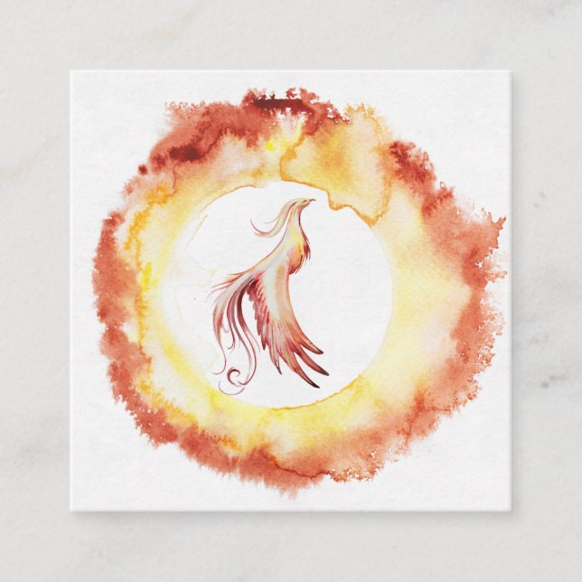 *~* Orange Red Flame Phoenix Rings of Fire White Quadratische Visitenkarte (Vorderseite)