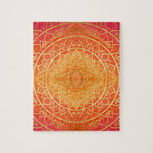 Orange Red Gold Mandala Puzzle