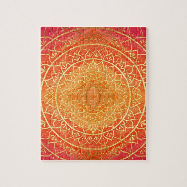 Orange Red Gold Mandala Puzzle (Vertikal)