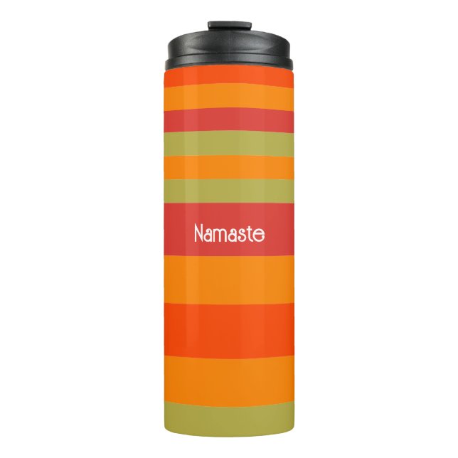 Orange Red Green Strip Personalisiert Yoga Mat Thermosbecher (Vorderseite)