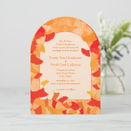 Orange Red Herbstlaubs Hochzeitseinladung Einladung