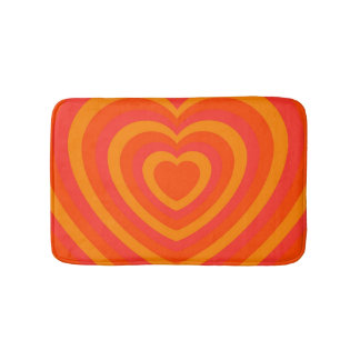 Orange Red Hypnotic Heart Liebe Pattern Badematte