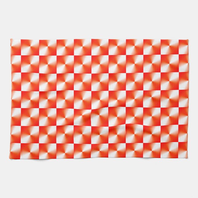 Orange Red Kariert Pattern Geschirrtuch (Horizontal)