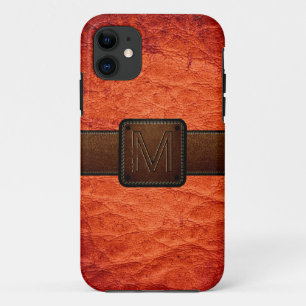 Orange Red Leather Look Brown Tag Case-Mate iPhone Hülle