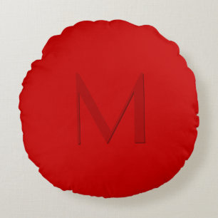Orange Red Mit Monogramm Rundes Kissen