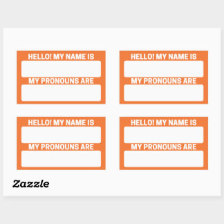Orange Red Name & Pronoun Labels Rechteckiger Aufkleber