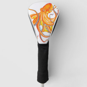 Orange red Octopus Ink Art Dance Golf Headcover