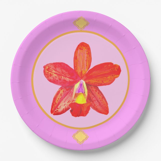 Orange Red Orchid Paper Teller (Vorderseite)