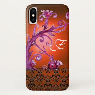 ORANGE RED PINK WIRBEL, FLORAL DAMASK MONOGRAMM Case-Mate iPhone HÜLLE