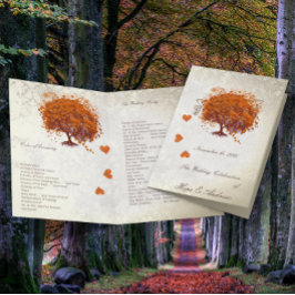 Orange Red Plum Heart Leaf Tree Hochzeitsprogramm