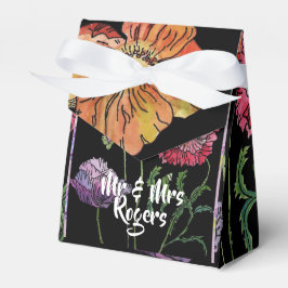 Orange Red Poppy auf Schwarz Blumenkuchen Box Geschenkschachtel