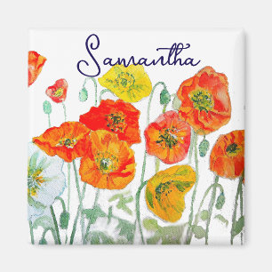 Orange Red Poppy Blume Pattern Vielen Dank Magnet