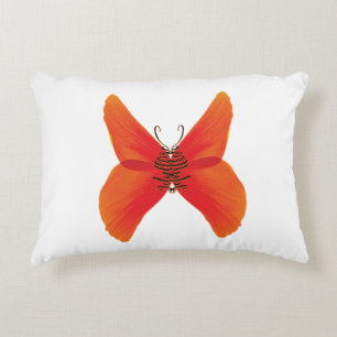 Orange Red Poppy Butterfly mit Ihrem Namen Dekokissen
