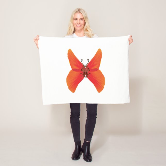 Orange Red Poppy Butterfly mit Ihrem Namen Fleecedecke (Beispiel)