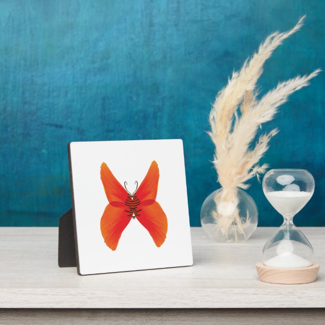 Orange Red Poppy Butterfly mit Ihrem Namen Fotoplatte (InSitu)
