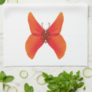 Orange Red Poppy Butterfly mit Ihrem Namen Geschirrtuch