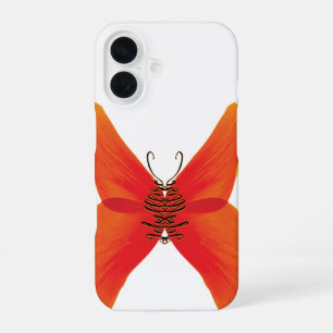 Orange Red Poppy Butterfly mit Ihrem Namen iPhone 16 Hülle
