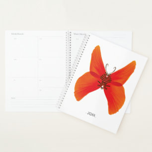 Orange Red Poppy Butterfly mit Ihrem Namen Planer