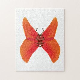 Orange Red Poppy Butterfly mit Ihrem Namen Puzzle