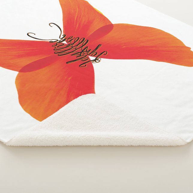 Orange Red Poppy Butterfly mit Ihrem Namen Sherpadecke (3/4)