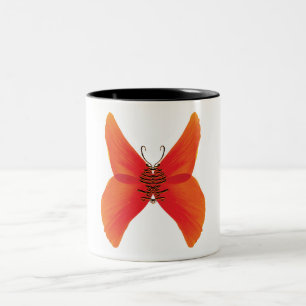 Orange Red Poppy Butterfly mit Ihrem Namen Zweifarbige Tasse