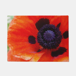 Orange Red Poppy Floral Fußmatte