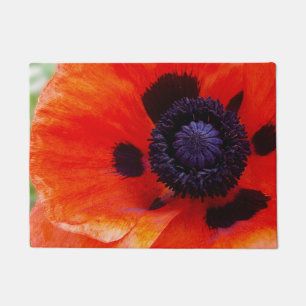 Orange Red Poppy Floral Fußmatte