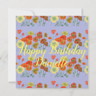Orange Red Poppy Lila Happy Birthday Ladys Card Karte