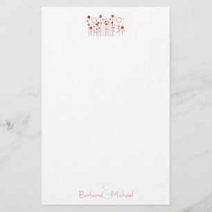 Orange Red Simple Floral Dot Personalisiert Briefpapier