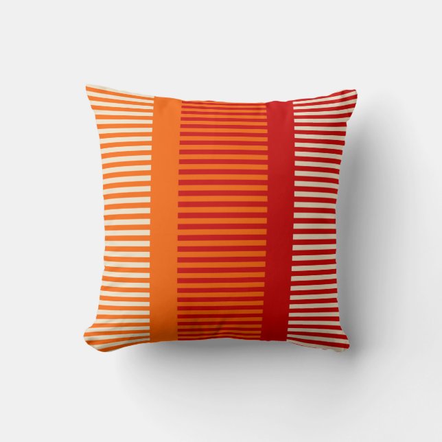 Orange Red Stripes Kissen (Vorderseite)