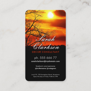 Orange Red Sunset Silhouette Business Card Visitenkarte