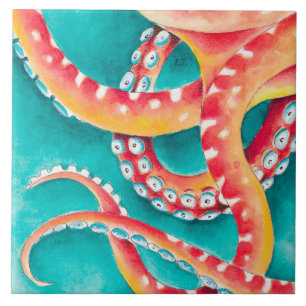 Orange Red Tentacles Fliese