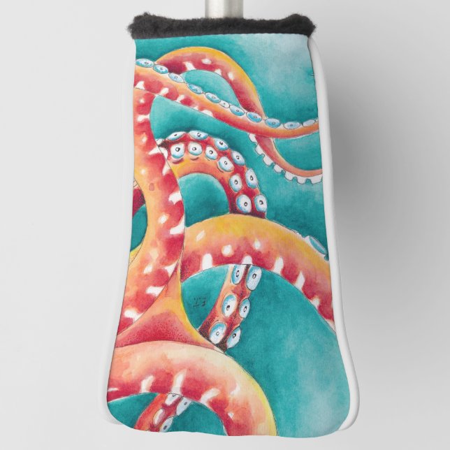 Orange Red Tentacles Golf Headcover (Rotieren 90)