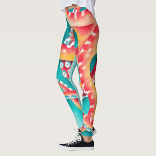 Orange Red Tentacles Leggings