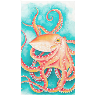 Orange Red Tentacles Octopus Wasserfarbe Tischdecke