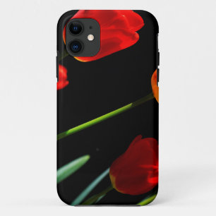 Orange Red Tulip Blume Schwarzer Hintergrund Case-Mate iPhone Hülle
