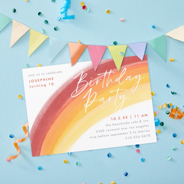 Orange Regenbogen Geburtstagsparty Einladung (Von Creator hochgeladen)