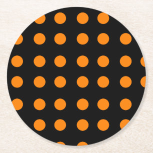 Orange Repetitive Dots Runder Pappuntersetzer