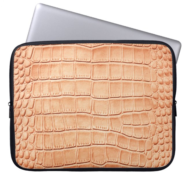 Orange Reptile Leder Textur Laptopschutzhülle (Vorderseite)