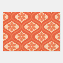 Orange Retro 70er Blume auf Ogemuster