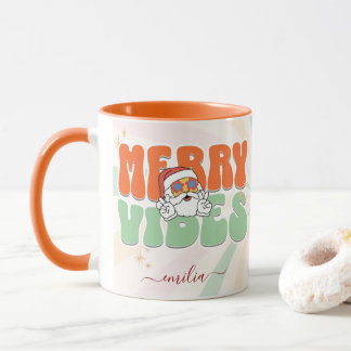 Orange Retro 70er Themed Merry Vibes Individuelle  Tasse