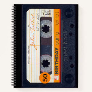Orange Retro Audiotape 50. Geburtstag Gästebuch 2 Notizbuch