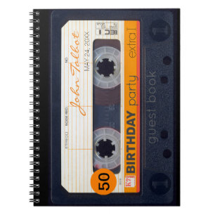 Orange Retro Audiotape 50. Geburtstag Gästebuch N2 Notizblock