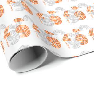 Orange Retro Big Numbers Class Geschenkpapier
