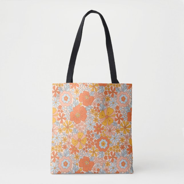 Orange Retro Blume Muster (Vorderseite)