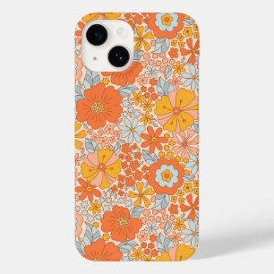 Orange Retro Blume Muster Case-Mate iPhone 14 Hülle