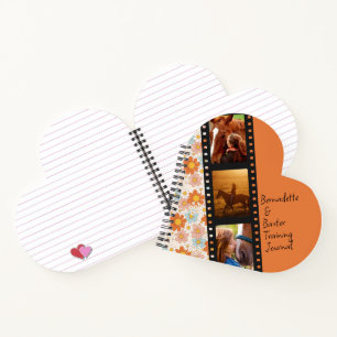 Orange Retro Daisy 3 Foto Pferd Collage Name Notizbuch