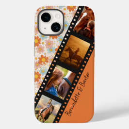 Orange Retro Daisy 4 Foto Horse Collage Name Case-Mate iPhone 14 Hülle